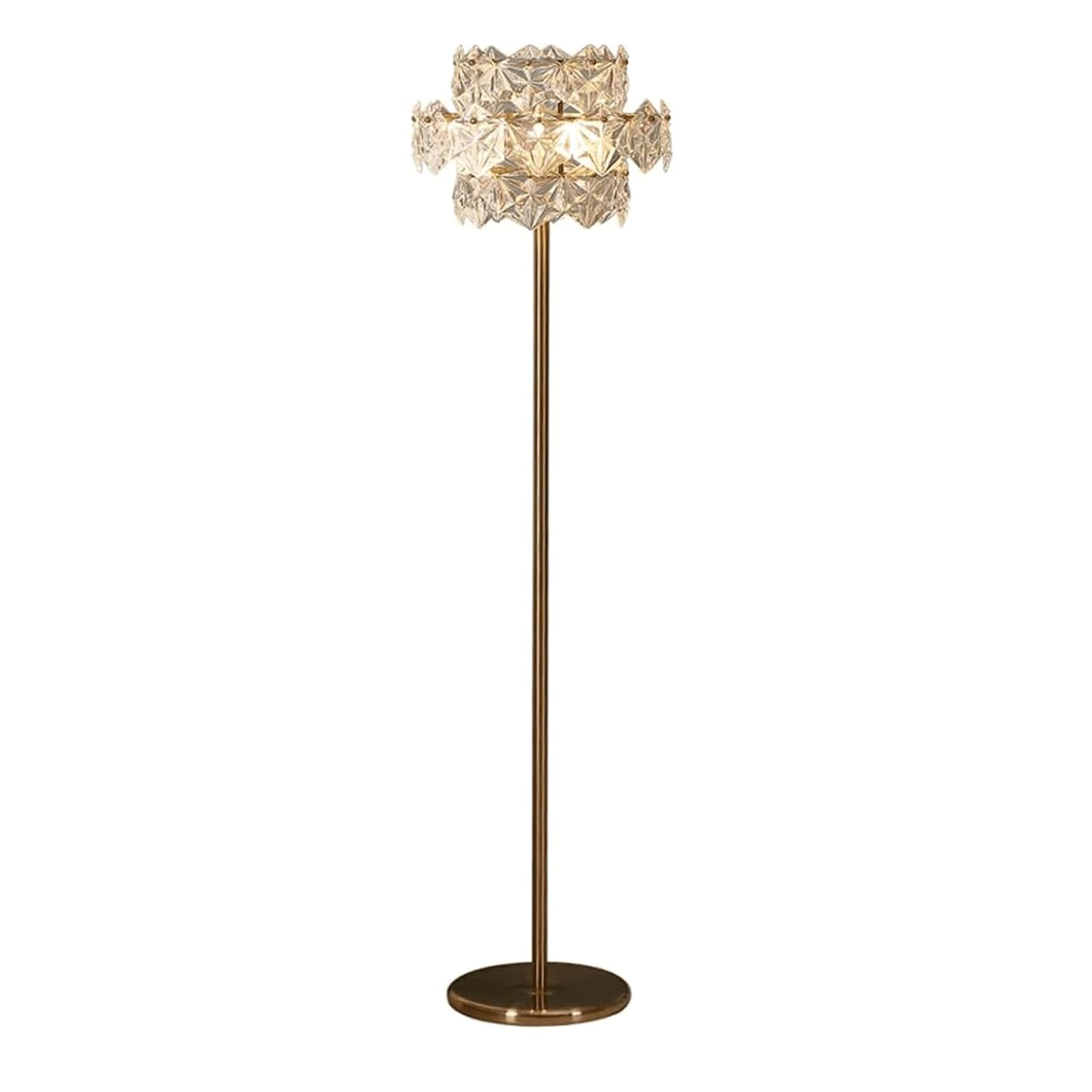 Lichte luxe vloerlamp Kristallen staande lamp Zeshoekige glazen lampenkap Hoge poollamp Goud Modern Decor Staande lamp