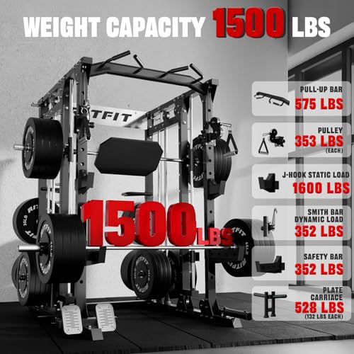 RitFit Buffalo Smith Machine, Power cage with LAT-Pull Down System & Cable Crossover System, All-in-One Squat Rack for Home Gym, Power Rack - Image 5