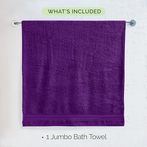 Image of Elegant Comfort Three Line Popcorn Towel Set for Bathroom 35 x 70 inches, Premium Hotel Quality 1-Pack Jumbo Towels, 100% Turkish Cotton, Soft and Durable, Quick Dry and Highly Absorbent, Purple