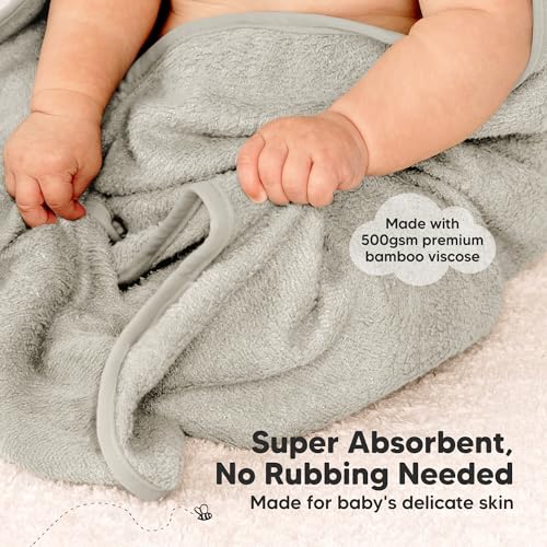 Image of KeaBabies 2-Pack Hooded Baby Towels for Newborn - 30x30 Soft & Absorbent Viscose from Bamboo Baby Bath Towels with Hood for Infant, Toddler,Kids,Boys Girls,Newborn Bath Essentials (Graphite, Petite)