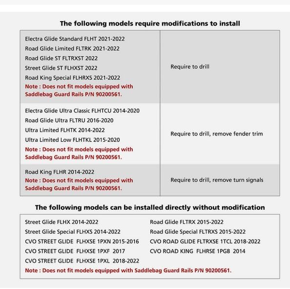 Miniatura 9 de TCT-MOTORPARTS Luz LED para guardabarros traseros para Harley Touring Road King Street Glide Electra CVO Street Road Glide Ultra Limited FLHTK