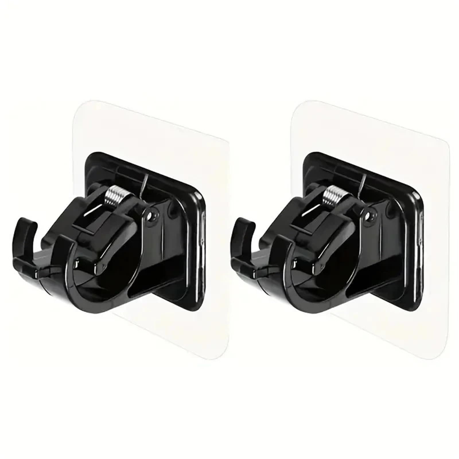 Gbrcen Curtain Rod Brackets 50pcs No Drill Curtain Rod Brackets Self-Adhesive Curtain Rod Holder Hook Adjustable Wall Curtain Fixed Clip Hanging Rack(Black)