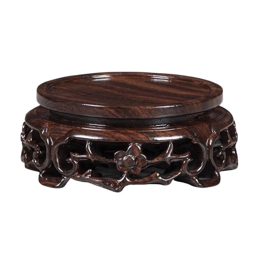 S5b8w3g7 One Color Pedestal Ebony Round Vase Display Stand Bonsai Base Decor(Small)