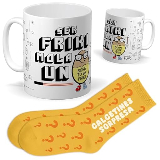 mundohuevo Set regalo personalizado para frikis | Taza Ser Friki mola un nuevo + Calcetin sorpresa | Regalo personajes, cine, series, televisión... divertido y original. | Ya disponible en tu tienda friki favorita! En mundofriki.es!