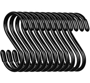 HiGift BH-3IN-12 Vinylbeschichtete S-Haken, 12 Stück, Schwarz