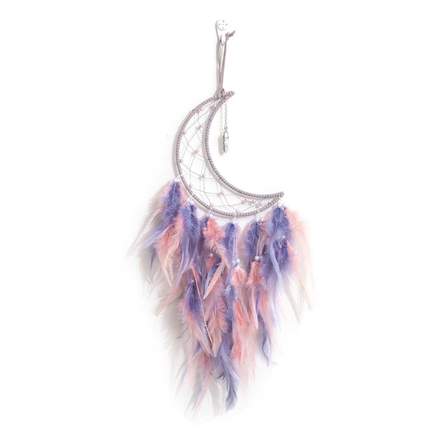 Moguxb Grey Moon Dream Catcher Handmade Dream Catchers Colourful Feather Dreamcatcher For Bedroom Wall Hanging Decorations Ornaments Craft Gift