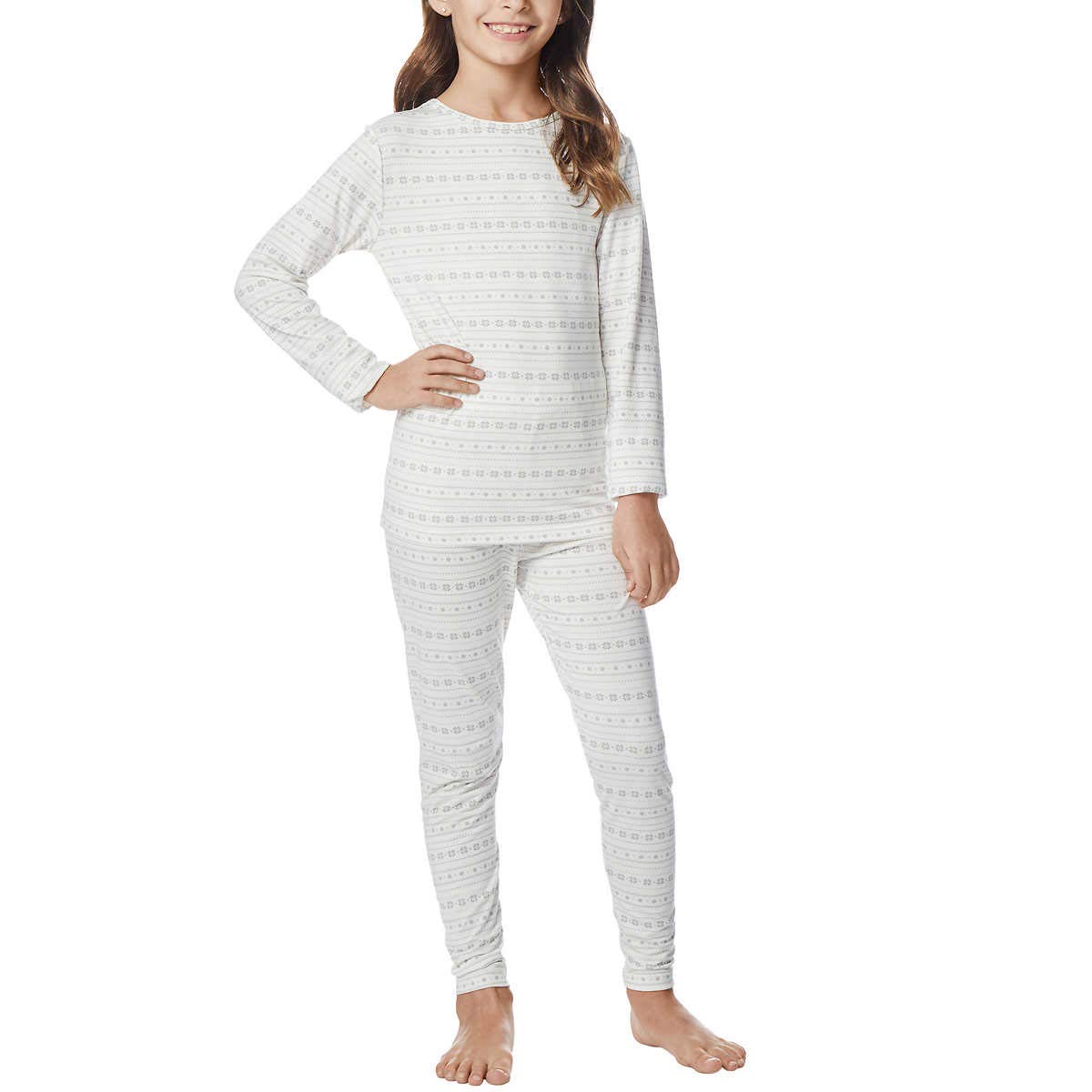 32 Degrees Heat Kids Long Sleeve Crew Neck and Legging Set (Diamond Snow, X-Large)