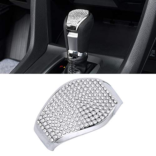 CARFIB Car Interior Bling Accessories for Honda Civic 10th Coupe Hatchback EX LX Gear Shift Lever Knob Head Decals Stickers Cover Cap Parts Decoration Trim Men Women Zinc Alloy Crystal Sparkly Silver