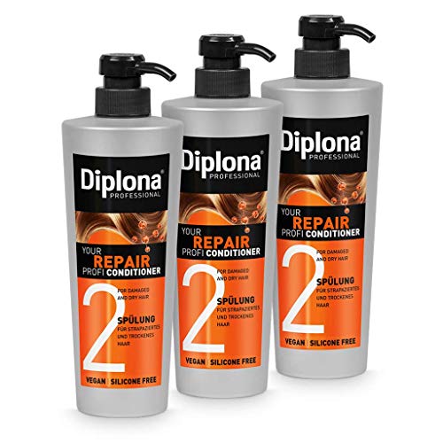 DIPLONA acondicionador para cabellos secos y sin vida - desenredante restaurador de cabello - vegano sin siliconas ni parabenos 3x 600 ml Cover