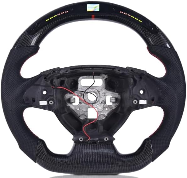 Carbon Fiber Steering Wheel for Chevrolet Camaro 2016-2022, LED Shift Indicator Racing Display, D-shaped Flat-bottom Perforated Leather Grip