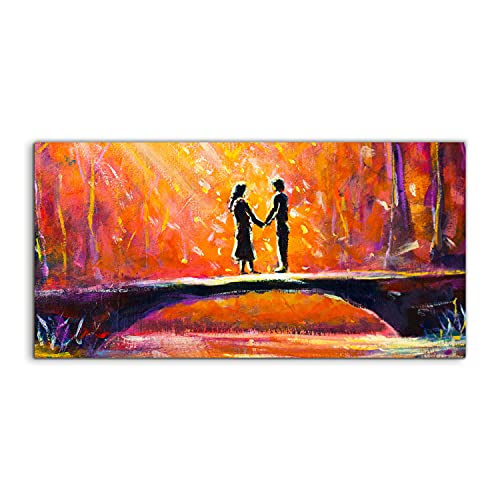 Photo murale en verre trempé 100x50cm tableau haut de gamme Las bridge in love