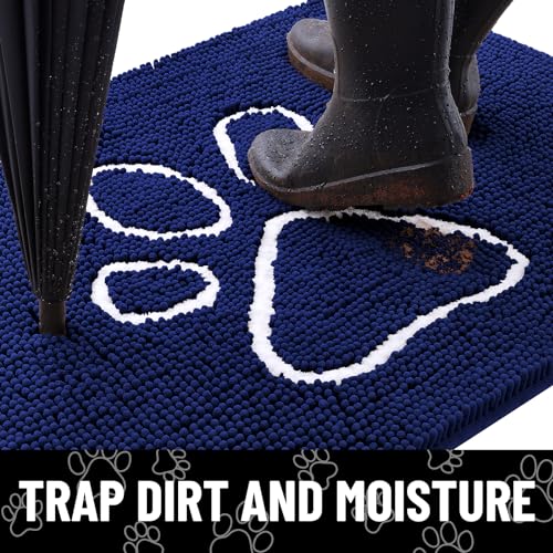 image for Smiry Dog Door Mat for Muddy Paws, Absorbent Dirt Trapper Non Slip Qui
