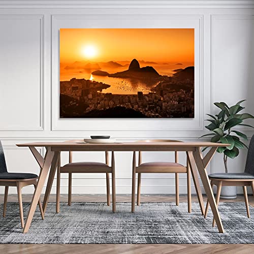 Hitecera Scape Posters Dawn Guanabara Bay Rio De Janeiro Canvas Art Poster And Wall Art Picture Print Modern Family Bedroom Decor Posters 08X12Inch(20X30Cm) #TOP4