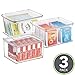 mDesign Set of 3 Stackable Plastic Containers? Perfect Kitchen Accessories As Food Containers? Ideal Also in the Fridge or Freezer ? With Lid ? Colour: Transparent