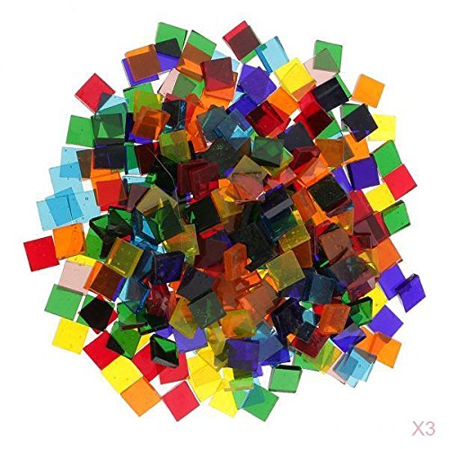 Suministros de azulejos de mosaico de vidrieras, azulejos de mosaico transparente de colores de 480 g para manualidades, perfectos para niños, decoración del hogar, decoración de cocina y kits de