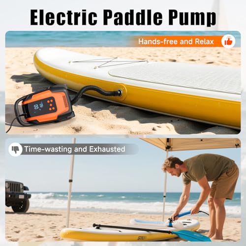 Komobe Electric Paddle Board Pump, 50PSI High Pressure Portable SUP Air Pump with Auto-Off and Deflation Function, 12V DC Car Connector for Stand Up Paddle Boards, Car Tires, Boats, Kayaks by Komobe - Image 6