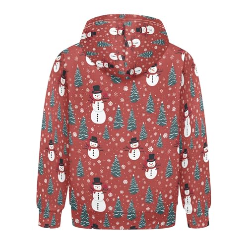 Kids Hoodies Sweaters Christmas Xmas Snowman Hooded Sweatshirts with Big Pockets for Boys Girls B04003392