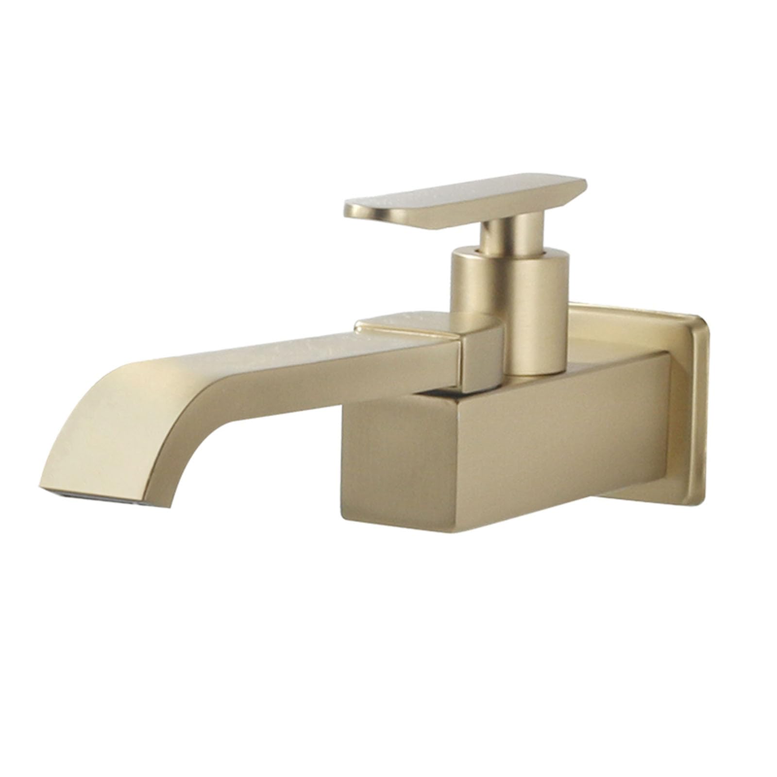 Rubinetto a Cascata per Lavabo da Muro Oro Spazzolato 180° Rotazione Miscelatore Solo Acqua Fredda per Bagno,Oro Spazzolato