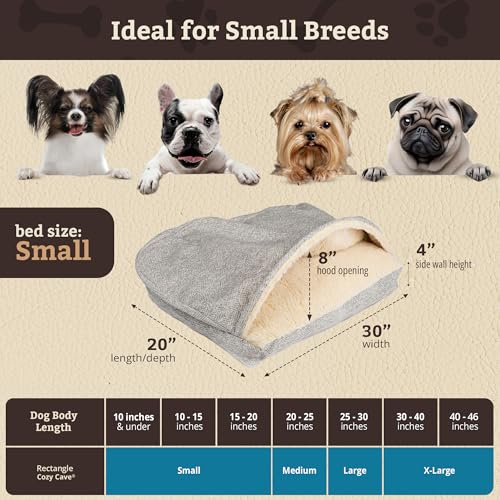 Image of Snoozer Rectangle Cozy Cave Dog Bed, Hooded Dog Bed, Palmer Dove (S)
