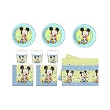 Baby Mickey Mouse Einstellung Partei und Partei (24 Brettern, Eimer 24, 40 Servietten, 1 Tischdecke)
