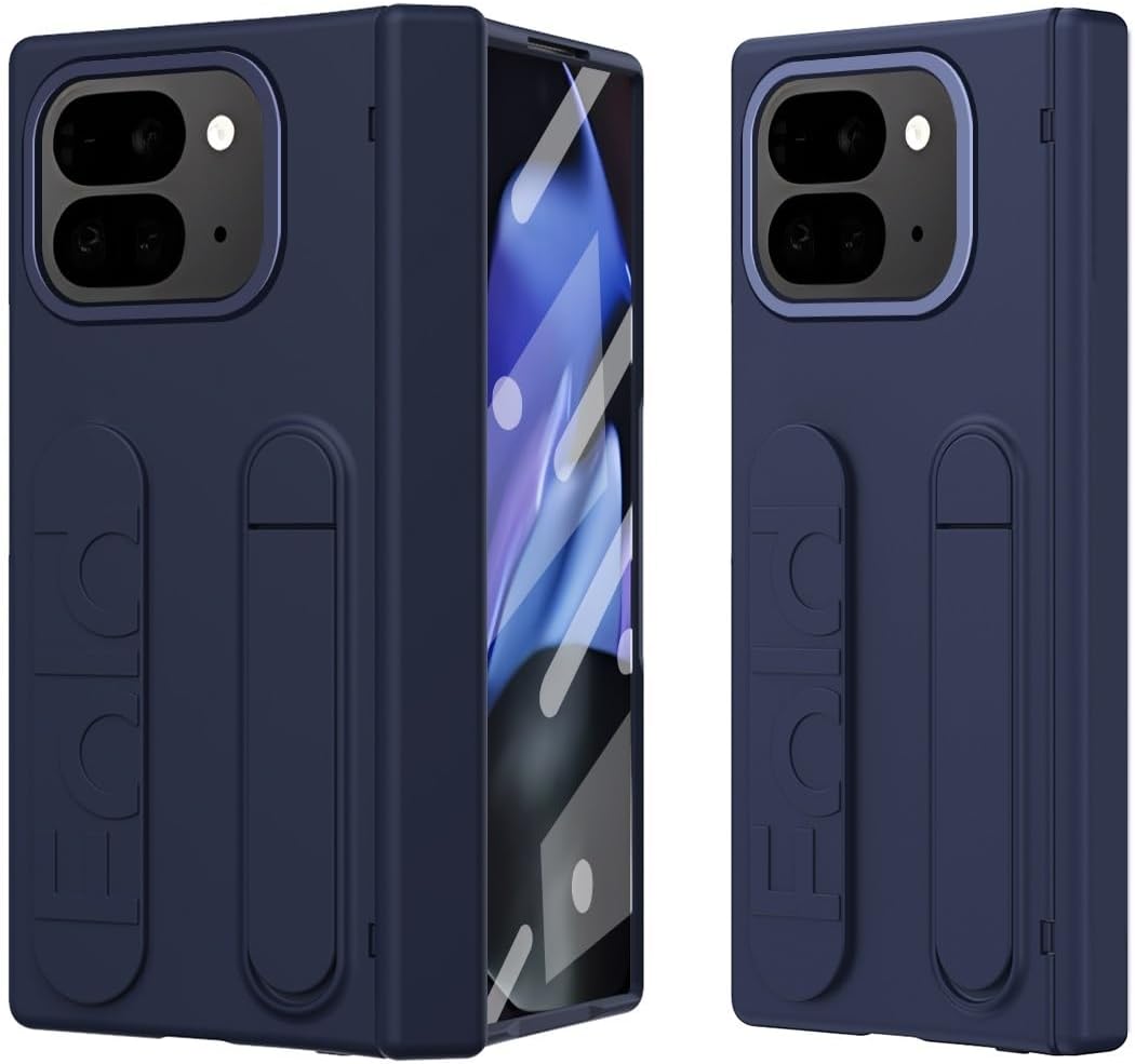 Compatible with Google Pixel 9 Pro Fold Case with Built-in Screen Protector & Hidden Kickstand, Hinge Protective Case Full-Body Shockproof Protective Phone Case for Pixel 9 Pro Fold (Blue)