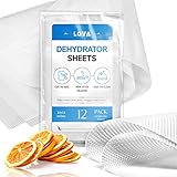 (12 Pack) Silicone Dehydrator Sheets (Free Recipes) (14in.x14in.) Dehydrator Accessories for Cosori, Excalibur, Magic Mill- Fine Mesh Trays - Mats, Jerky, Fruit and More
