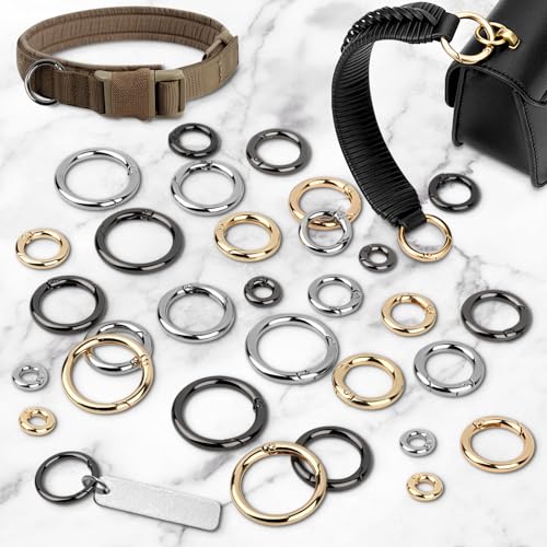 TNEDFOD Mosquetón Redondo, 30 Gancho de Resorte Redondo, Ganchos de Resorte Anilla Tórica, para Manualidades, Accesorios de Bolsillo, llaveros, Manualidades