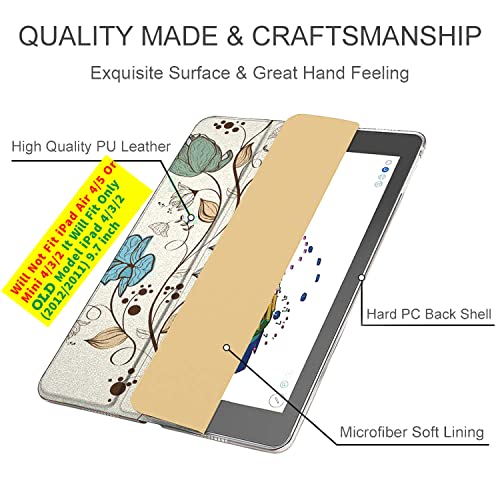 Image of DuraSafe Cases iPad 4 iPad 3 iPad 2-9.7 Inch [ iPad 4th / 3rd / 2nd Old Model ] A1396 A1416 A1430 A1403 A1458 A1459 A1460 A1395 A1397 Printed Hard PC Transparent Back Cover - Watercolor Flowers