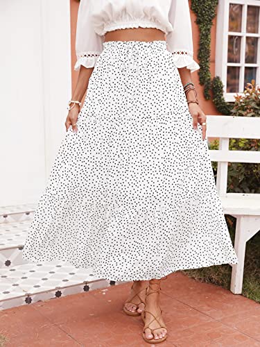 Image of ZESICA Women's 2026 Summer Bohemian Floral Printed Elastic Waist A Line Maxi Skirt with Pockets