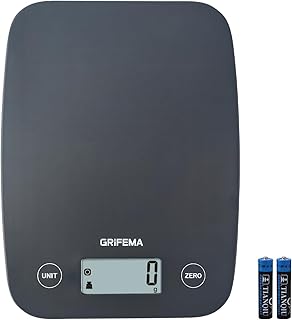 GRIFEMA GA2004, Balance de Cuisine Numérique, Balance Alimentaire avec Écran LCD, (1g-5kg) Poids en Grammes et en Oz pour la Pâtisserie et la Cuisine, Piles Incluses