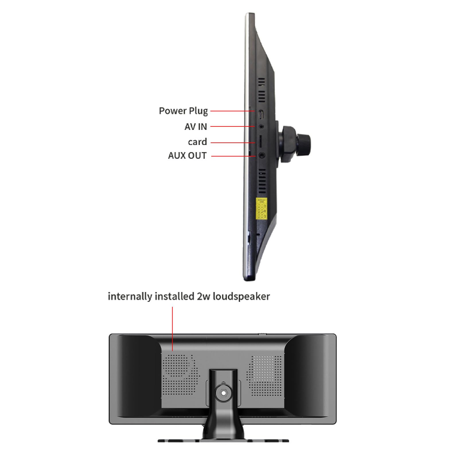 Pantalla IPS de 11,26 Pulgadas, Diseño de Panel Curvo 2.5D Bluetooth 5.0 y Transmisor FM con Altavoz Incorporado, Adecuado para Automóviles, Camiones y Remolques Soporte