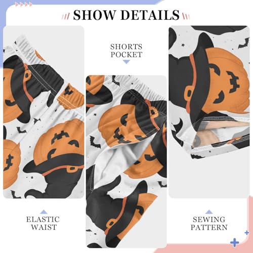 Witch Pumpkin and Bat Boys Long Pants Soft Trousers Elastic Waist Kids Lounge Bottoms with Pockets S-XL4