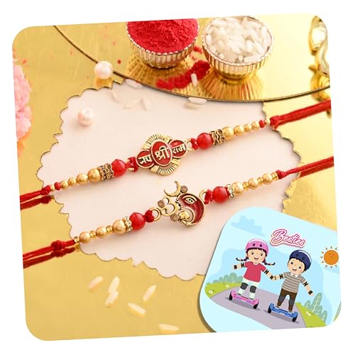 Image of CraftVatika Rakhi with Magnet Gift Combo for Brother Om Ganesha Rakhi for Bhaiya Men Boys Couple Set of 2 for Brother, with Gift Fridge Magnet for Fridge Door Decor
