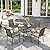 VICLLAX 5 Pieces Patio Outdoor Dining Set for 4, 38" Square Metal Dining Table with Umbrella Hole and 4 Stackable Textilene Chairs for Lawn, Garden, Porch, Black/Brown
