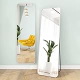 全身鏡 姿見鏡 2Way 壁掛け鏡 スタンドミラー 丸角 飛散防止 軽量 コンパクト設計 おしゃれ 大型鏡 幅35cmⅹ高さ150cm ホワイト Mirror