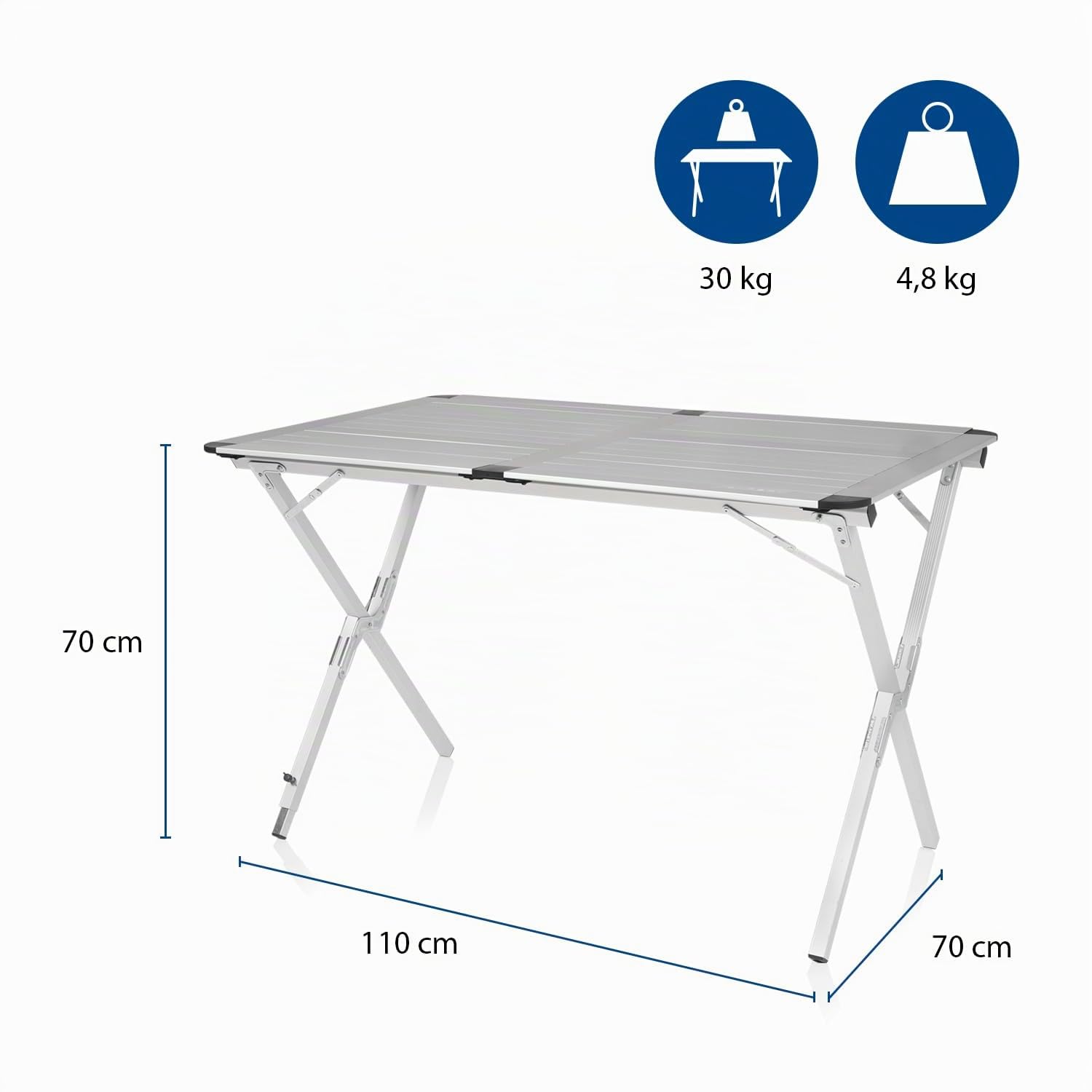 Campart TA-0413 Travel Tavolo Roll-up - Alluminio - Per 4 persone - 110 x 70 cm