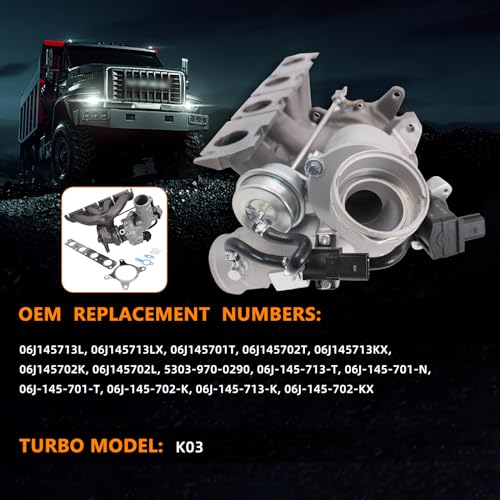 image for Bapmic 06J145713L Turbo Turbocharger K03 Compatible with VW Jetta Pass