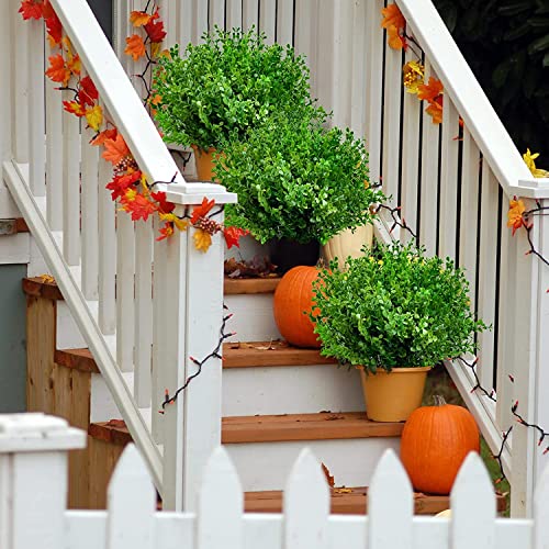 Jiftok 24 Pcs Outdoor Artificial Plants Uv Resistant, Fake Outdoor Plants Faux Boxwood Plants Greenery Stems, Artificial Plastic Shrubs Bushes For Outdoors Home Decor Indoor Porch Garden Planter #TOP2