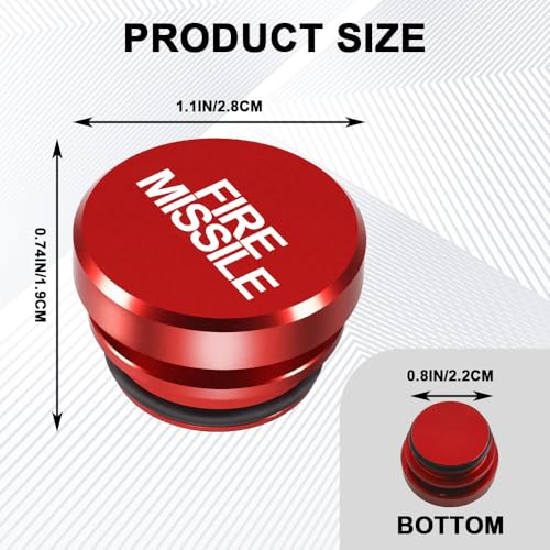 Image of Cigarette Lighter Plug Cover Billet Aluminum Cigarette Lighter Plug, FIRE MISSILE Button Car Cigarette Lighter, Fits All Vehicles with Standard 12 Volt Power Source Aluminum Dustproof Plug