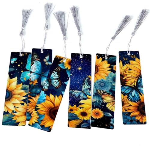 Marque-pages de lecture tournesols : lot de 6 cadeaux parfaits pour passionnés