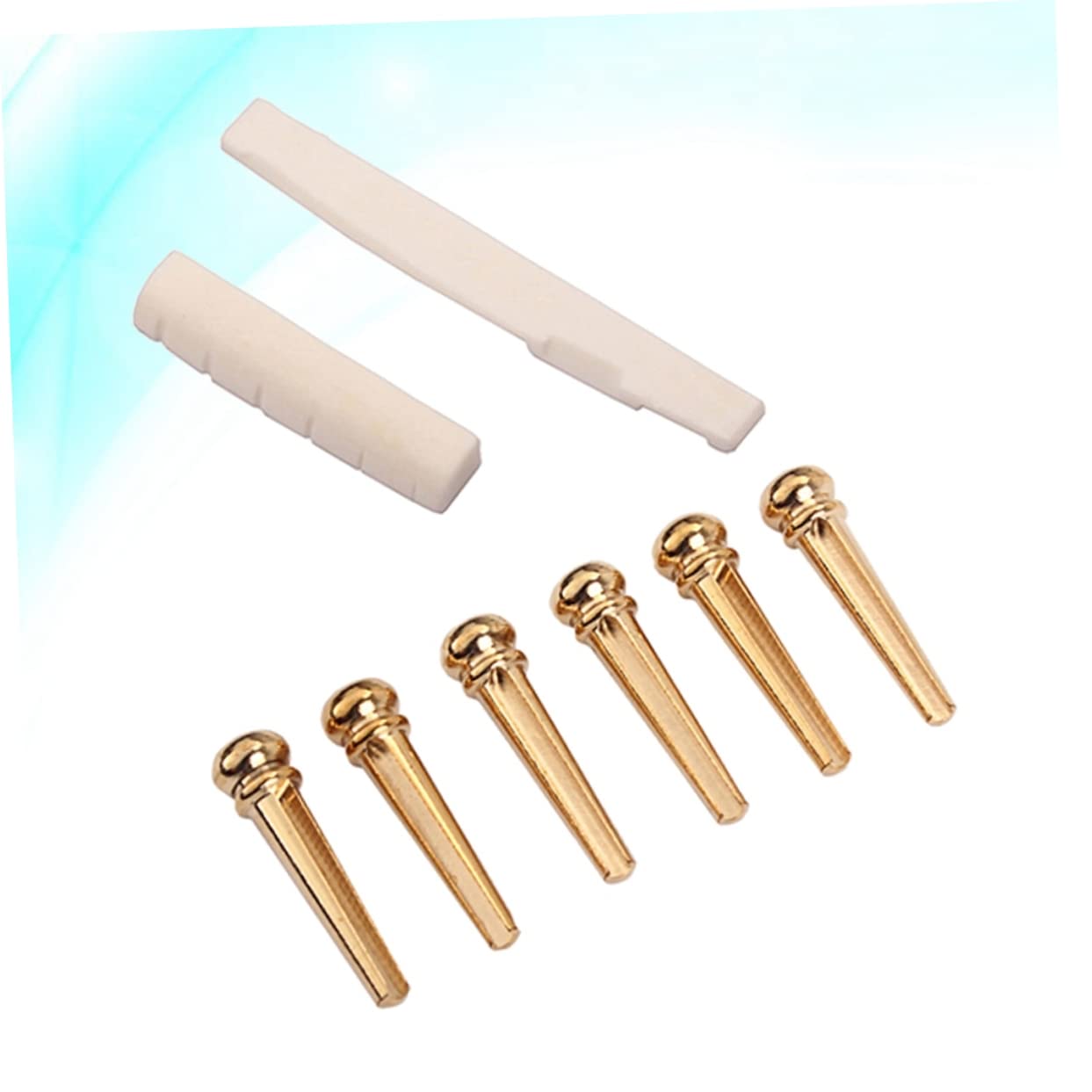 ifundom Folk Acoustic Guitar Bridge Parts Brass Saddle Nut Set Bovine Bone Guitar Saddle Nut