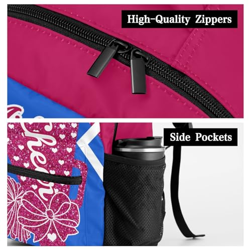 Daypack for Boys Girls Custom Cheer Cheerleader Fushcia Blue Navy Student Backpack Teens College Bookbag Personalized Name Bag Gifts4