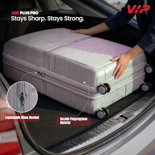 Image of VIP AER Plus Pro Check-in Trolley Bag 67cm | Medium | Hard Luggage | Smooth 8-Wheel Suitcase | Premium Polypropylene | Flushed TSA Lock Business Travel Luggage | 3 Years International Warranty (Grey)