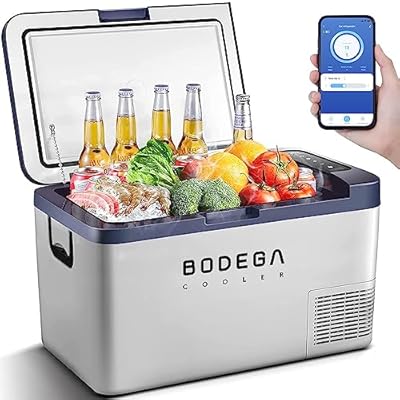 BODEGACOOLER 12 Volt Car Refrigerator, 27 Quart (25L) Car Fridge Portable Freezer (-4?-68?), Electric Cooler for Vehicles Truck RV Camping Travel Home Use -12/24V DC & 100V-240V AC, WIFI APP Control