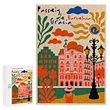 300 PCS Rompecabezas para Adolescentes Passeig De Gràcia, Barcelona Illustration Rompecabezas para Adultos Rompecabezas Difícil Difícil Desafiante De Completar Juego Desafiante Juguetes 300 PCS