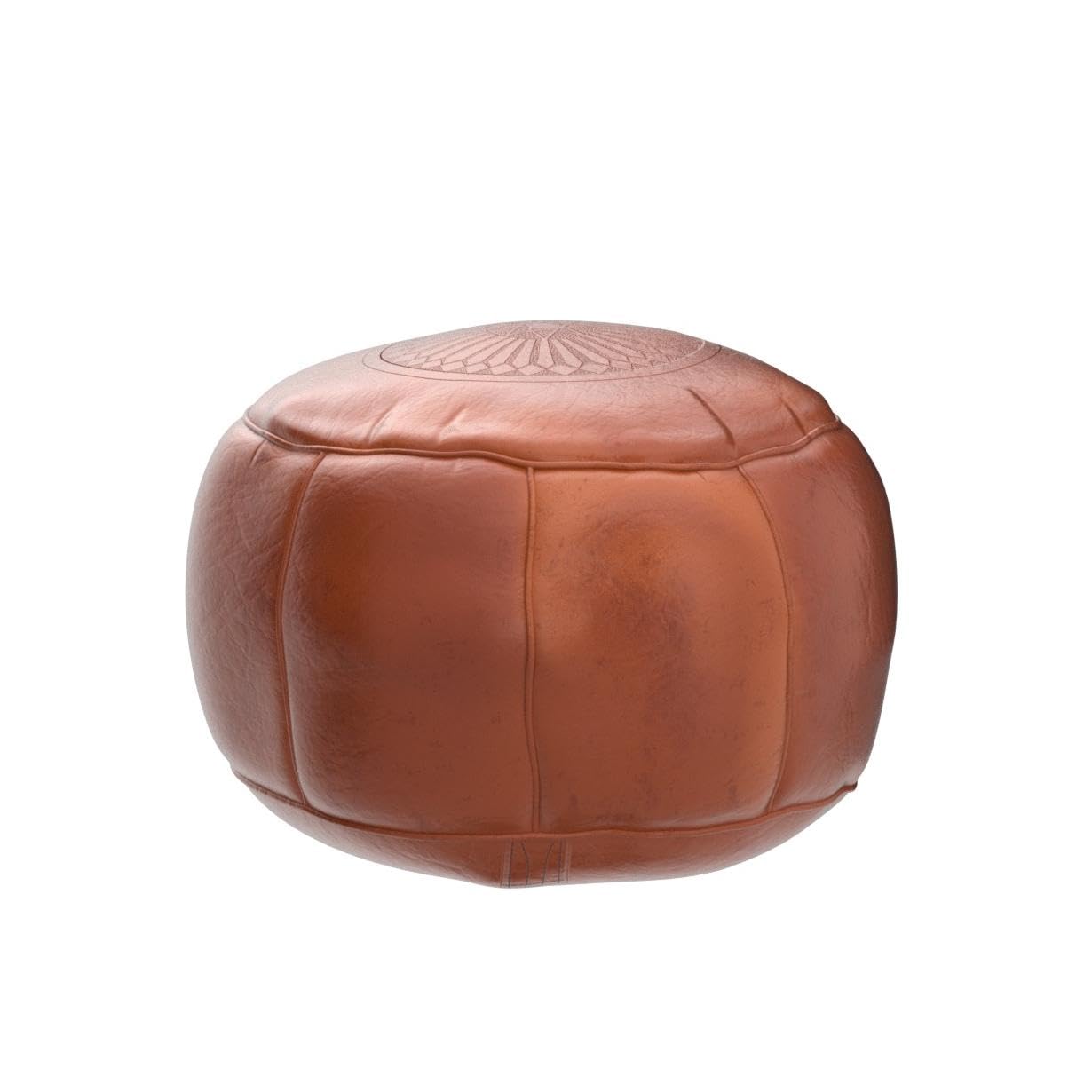 Pouf Realizzato a Mano in Vera Pelle Marocchina - Comodo per Adulti e Bambini, Rotondo, Poggiapiedi 45 x 35 cm (Vuoto)