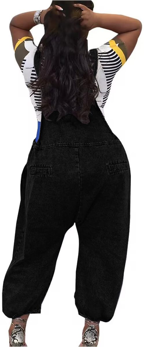 Lachmose Women Jeans Cropped Pants Overalls Jumpsuits Loose Back PantsDistressed Casual Loose Fit by Lachmose - Image 2