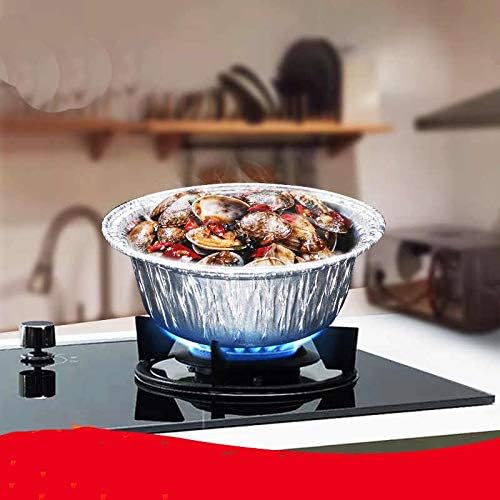 Miniatura 5 de VeZee - Olla redonda de aluminio con tapa, utensilios de cocina desechables multiusos, contenedor para camping, excelente para hornear en estufa,