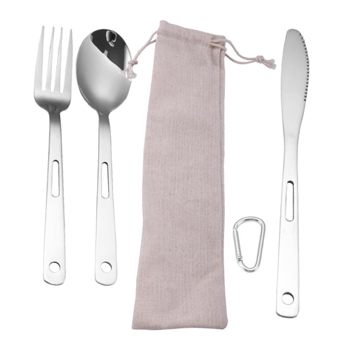 Campingbesteckset Edelstahl 5 Stück Tragbares Reisebesteck mit Gabel Löffel Tasche Outdoor Picknick Grillbesteck für Camping