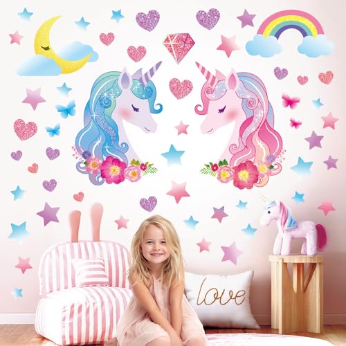 DECOWALL Vinilos Unicornio para Niñas en Rosa miniatura 1